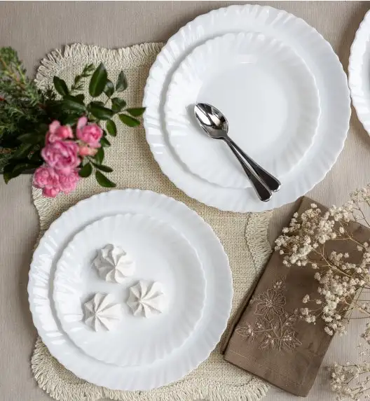 LUMINARC FESTON Komplet obiadowy 36 el dla 12 os biały / szkło hartowane