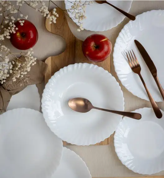 LUMINARC FESTON Komplet obiadowy 54 el dla 18 os biały / szkło hartowane