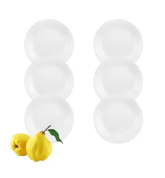 LUMINARC FESTON Talerz obiadowy 25 cm komplet 6 sztuk biały / szkło hartowane