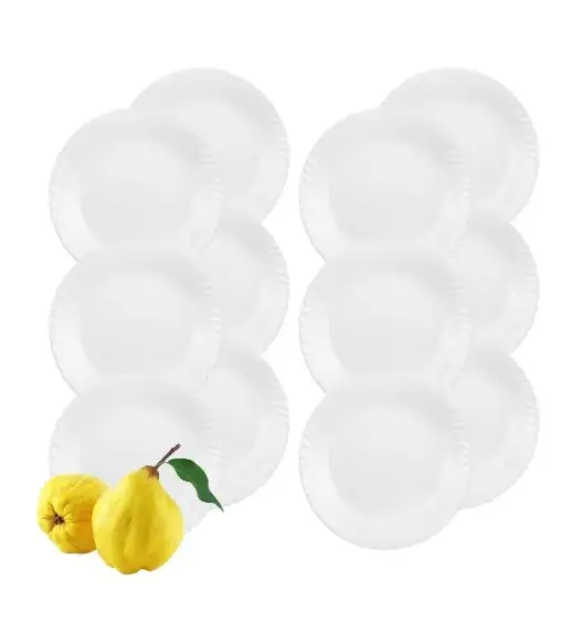 LUMINARC FESTON Talerz obiadowy 25 cm komplet 12 sztuk biały / szkło hartowane