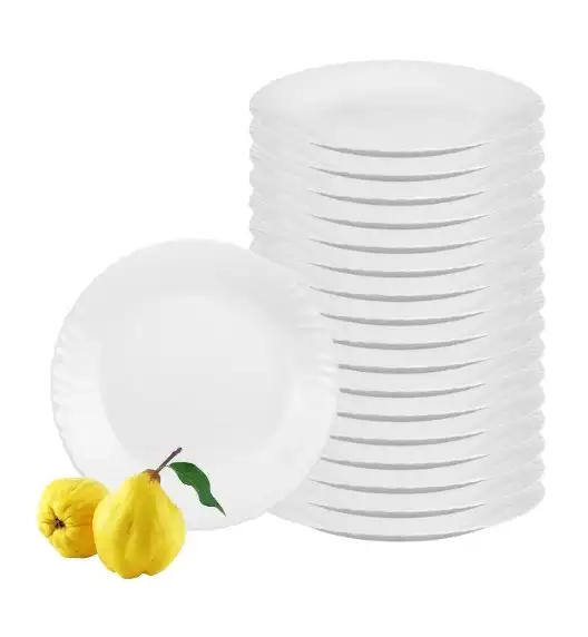 LUMINARC FESTON Talerz obiadowy 25 cm komplet 18 sztuk biały / szkło hartowane
