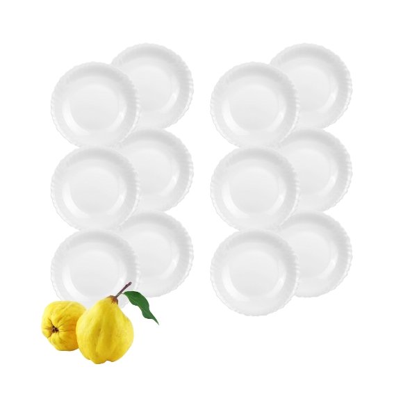 LUMINARC FESTON Talerz deserowy 19 cm komplet 12 sztuk biały / szkło hartowane