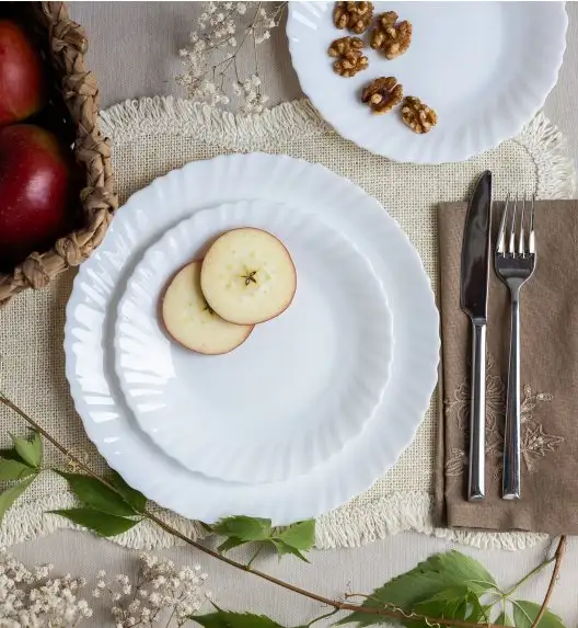 LUMINARC FESTON Talerz deserowy 19 cm komplet 12 sztuk biały / szkło hartowane