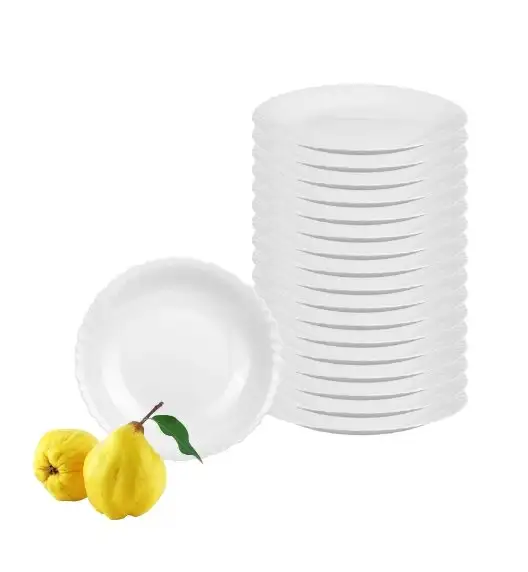 LUMINARC FESTON Talerz deserowy 19 cm komplet 18 sztuk biały / szkło hartowane