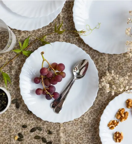 LUMINARC FESTON Talerz deserowy 19 cm komplet 18 sztuk biały / szkło hartowane