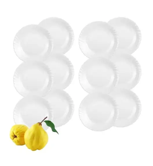 LUMINARC FESTON Talerz płytki 23 cm komplet 12 sztuk biały / szkło hartowane