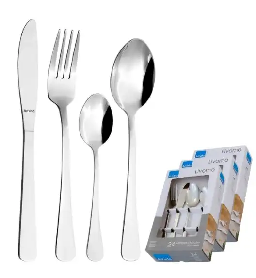 AMEFA LIVORNO Sztućce UE Komplet 72 el w pudełku szarym / 18 os / połysk
