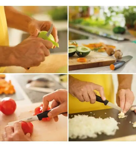 FISKARS FUNCTIONAL FORM Komplet 5 noży kuchennych w bloku drewnianym