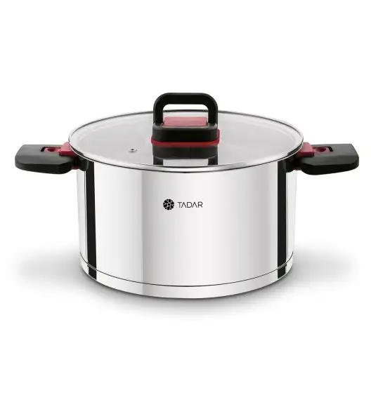 TADAR EVOCOOK Komplet 3 garnków z pokrywkami / składane uchwyty / stal nierdzewna 