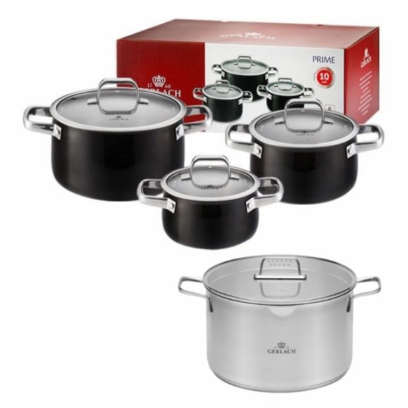GERLACH PRIME Komplet Garnki z pokrywkami 6 el + Garnek 10 l Gerlach Ambiente
