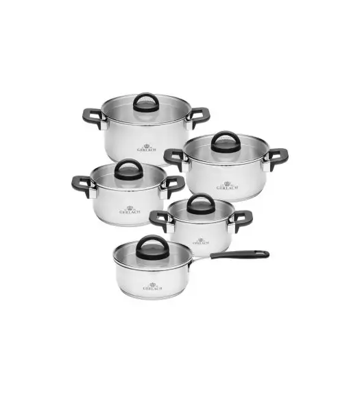 GERLACH AMBIENTE PLUS Komplet Garnki z pokrywkami 10 el + Garnek 10 l Gerlach Ambiente / stal nierdzewna 18/10