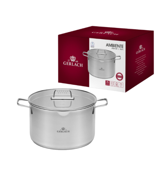 GERLACH AMBIENTE PLUS Komplet Garnki z pokrywkami 10 el + Garnki Gerlach Ambiente 7 l i 10 l / stal nierdzewna 18/10