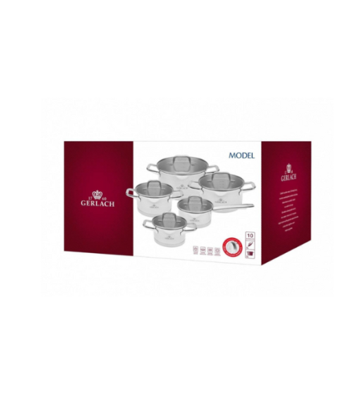 GERLACH MODEL Komplet Garnki z pokrywkami 10 el + Gerlach Ambiente Garnek 10 l z pokrywką 28 cm 