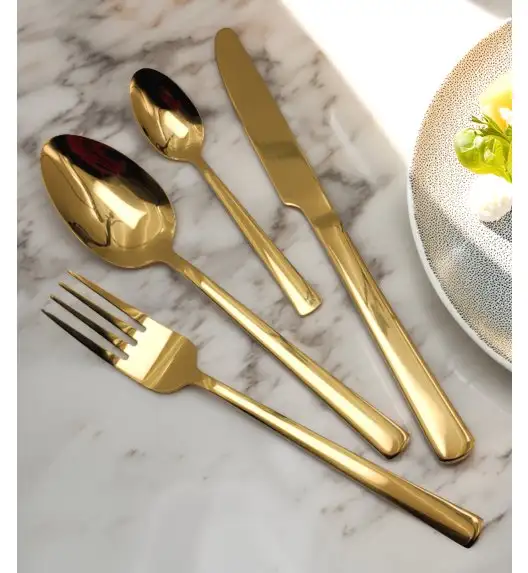 MG HOME | ARYA GOLD ZESTAW SZTUĆCE 24 EL 6 OS ZŁOTE STAL NIERDZEWNA