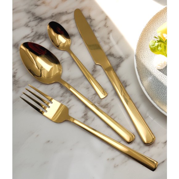 MG HOME | ARYA GOLD ZESTAW SZTUĆCE 24 EL 6 OS ZŁOTE STAL NIERDZEWNA