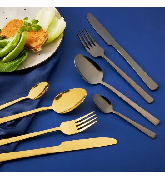 MG HOME | ARYA GOLD ZESTAW SZTUĆCE 24 EL 6 OS ZŁOTE STAL NIERDZEWNA