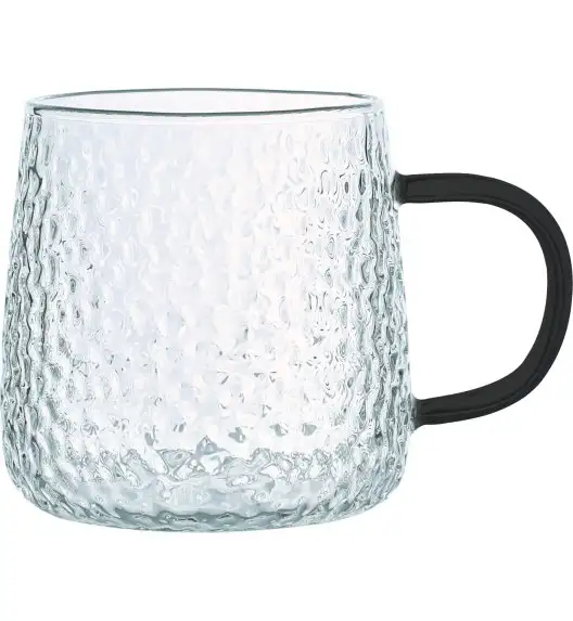 MG HOME | DECO Zestaw 4 szklanek termicznych z uchem 350 ml / czarne