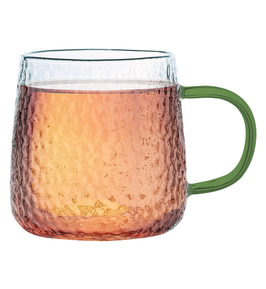 MG HOME | DECO Zestaw 4 szklanek żłobionych z uchem 350 ml / zielone