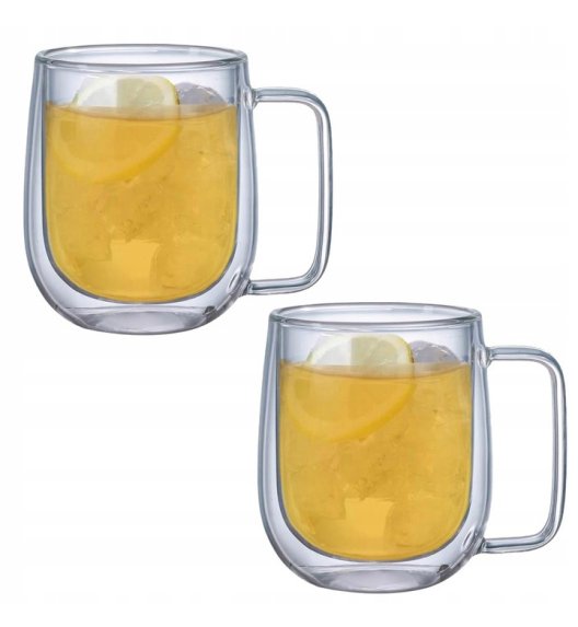 MG HOME | RENZA Zestaw 2 szklanek termicznych z uchem 250 ml / podwójne ścianki