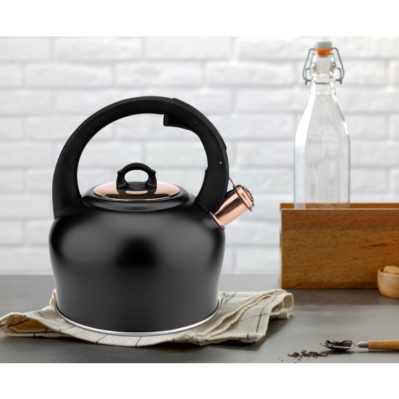 MG HOME | ROSE GOLD Czajnik tradycyjny z gwizdkiem 3 l / stal nierdzewna