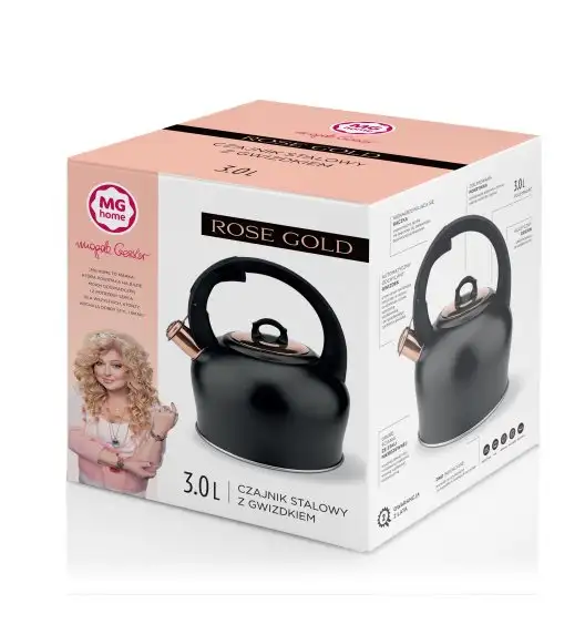 MG HOME | ROSE GOLD Czajnik tradycyjny z gwizdkiem 3 l / stal nierdzewna