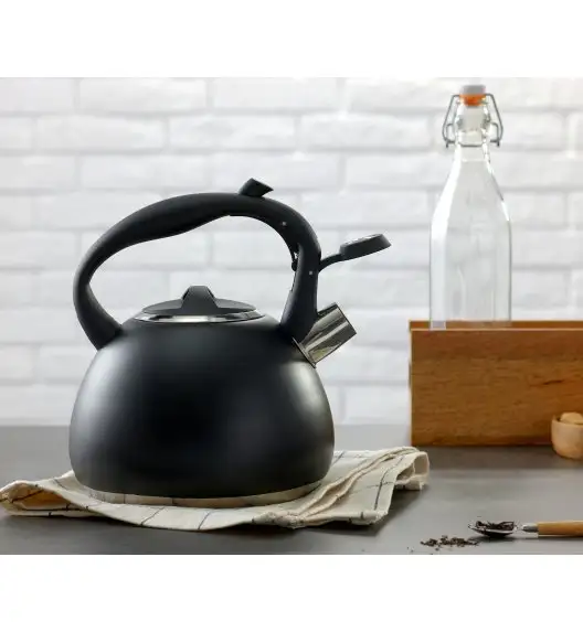 MG HOME | BLACK Czajnik tradycyjny z gwizdkiem 3 l / stal nierdzewna