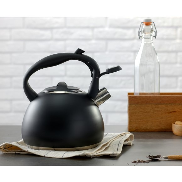 MG HOME | BLACK Czajnik tradycyjny z gwizdkiem 3 l / stal nierdzewna