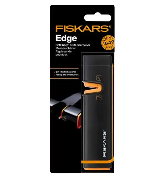 FISKARS FUNCTIONAL FORM Komplet 5 noży kuchennych w bloku drewnianym + Ostrzałka Edge