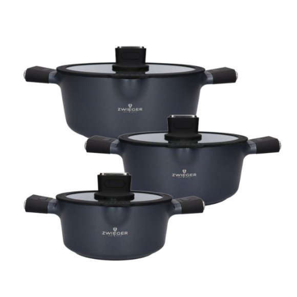 WYPRZEDAŻ! ZWIEGER VESNA Komplet 3 garnków GREBLON C3 non-stick / indukcja BRAK POKRYWKI 24 CM 