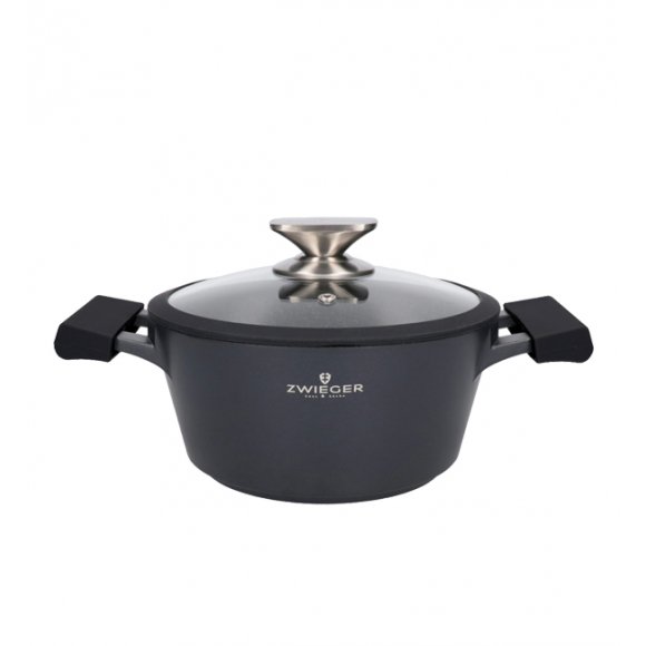 WYPRZEDAŻ! ZWIEGER BLACK STONE Zestaw garnków 20, 28 CM  z pokrywkami 20, 28 cm w opakowaniu GREBLON non-stick - BRAK GARNKA 24 CM I POKRYWKI 