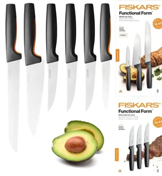 FISKARS FUNCTIONAL FORM 1057559+1057564 Komplet 6 noży kuchennych (3+3) w pudełkach / stal nierdzewna