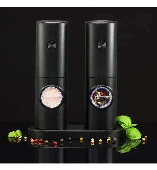 AMBITION MELLIZO Zestaw elektrycznych młynków do soli i pieprzu / czarny