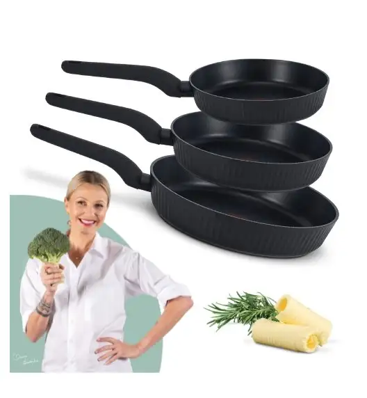 STUTSA | VARMA Komplet 3 patelni z thermo spot (20, 24, 28 cm) / nieprzywierająca powłoka non stick