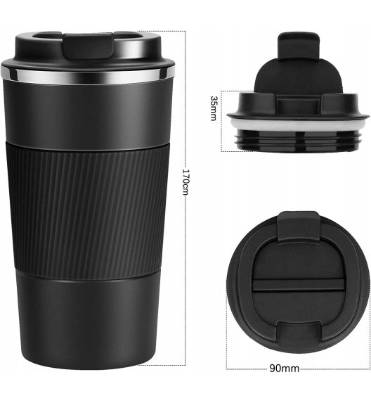 KAIA HOME | Komplet 2x Kubek termiczny 510 ml + 380 ml / czarne