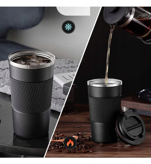 KAIA HOME | Komplet 2x Kubek termiczny 510 ml + 380 ml / czarne