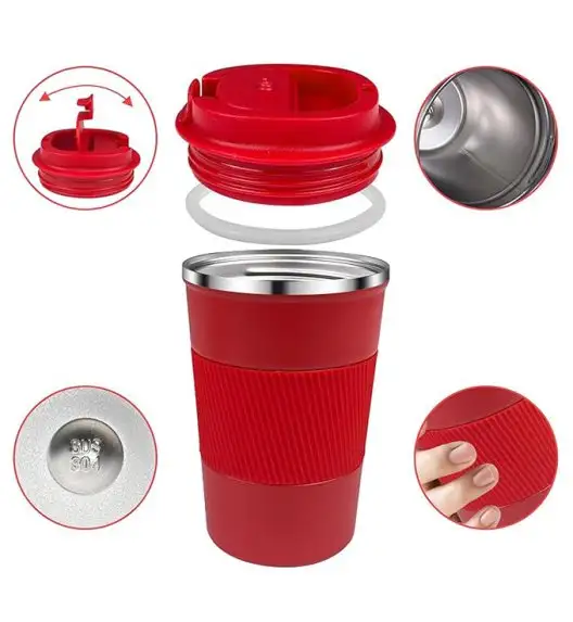 KAIA HOME | Komplet 2x Kubek termiczny 510 ml + 380 ml / czerwone