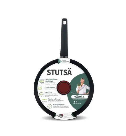 STUTSA | VARMA Komplet 3 patelni z HeatRing (20, 24, 28 cm) + pok silikonowe PSUM+D