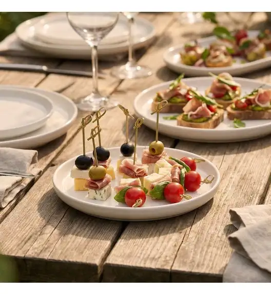 KAIA HOME AURA Mini półmisek na przystawki desery koktailowy 16x10,5 cm owalny / ceramika ecru