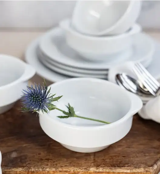 LUBIANA CORONA 0612 Bulionówka 300 ml + spodek 14,5 cm | biała porcelana 