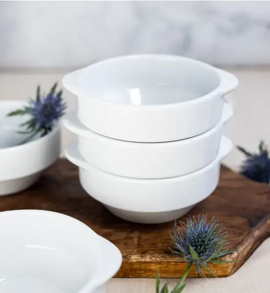 LUBIANA CORONA 0612 Bulionówka 300 ml + spodek 14,5 cm | biała porcelana 