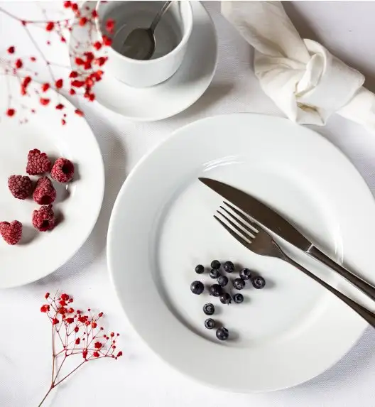 LUBIANA CORONA 0613 Talerz płytki 23,5 cm x 12 sztuk | biała porcelana 