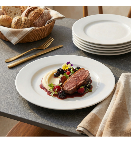 LUBIANA CORONA 0613 Talerz płytki 23,5 cm x 12 sztuk | biała porcelana 