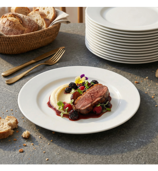 LUBIANA CORONA 0613 Talerz płytki 23,5 cm x 18 sztuk | biała porcelana 