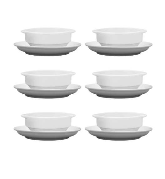 LUBIANA CORONA 0612 Bulionówka 300 ml + spodek 14,5 cm x 6 sztuk | biała porcelana 