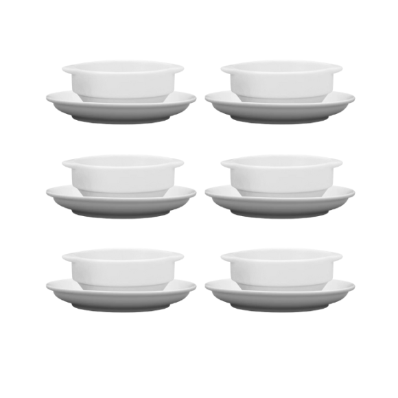 LUBIANA CORONA 0612 Bulionówka 300 ml + spodek 14,5 cm x 6 sztuk | biała porcelana 