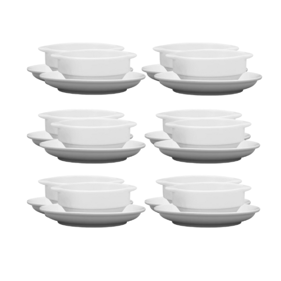 LUBIANA CORONA 0612 Bulionówka 300 ml + spodek 14,5 cm x 12 sztuk | biała porcelana 