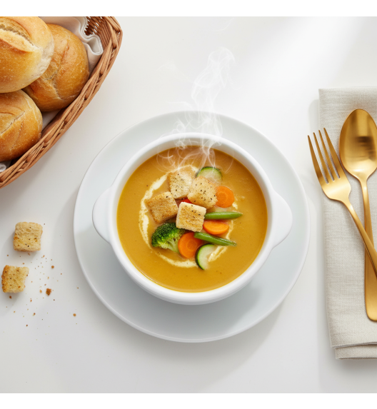 LUBIANA CORONA 0612 Bulionówka 300 ml + spodek 14,5 cm x 12 sztuk | biała porcelana 