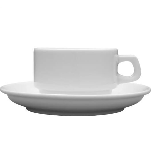 LUBIANA CORONA 0601 Filiżanka niska 200 ml ze spodkiem 14,5 cm x 6 sztuk | biała porcelana