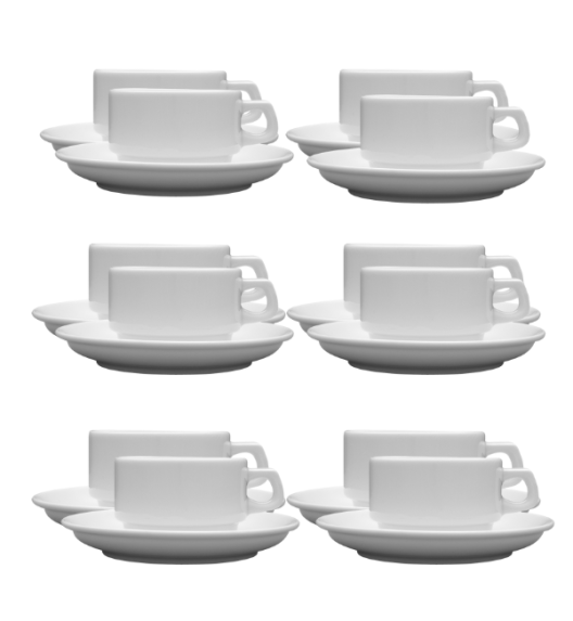 LUBIANA CORONA 0601 Filiżanka niska 200 ml ze spodkiem 14,5 cm x 12 sztuk | biała porcelana
