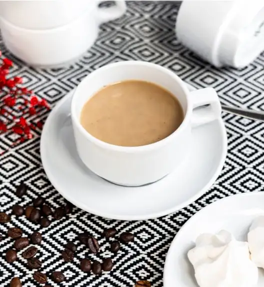 LUBIANA CORONA 0601 Filiżanka niska 200 ml ze spodkiem 14,5 cm x 18 sztuk | biała porcelana